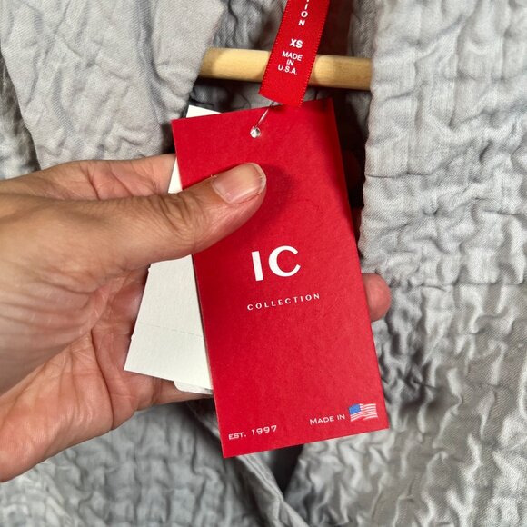 IC Connie K Crinkle Jacket Size XS Silver Gray Asymmetric Artsy Art to Wear - Picture 4 of 11